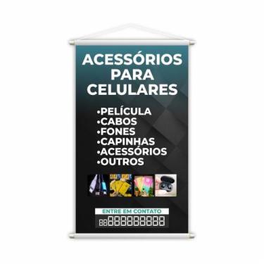 Imagem de Banner Acessórios Para Celulares Capinhas Películas 80X50Cm - Plimshop