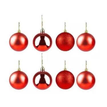 Imagem de Bola tubo lisa 6cm 8pcs vermelha zc543 - ART CHRISTMAS 
