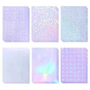 Imagem de 36 folhas holográficas laminadas transparentes papel adesivo holográfico autoadesivo folhas de laminação vinil transparente impermeável sobreposição holográfica para adesivo papel 21,6 x 28 cm 6