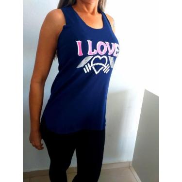 Imagem de Kit 2 Regata Feminina Alongada Academia - LuKe Fit, Azul marinho, M