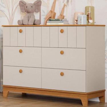 Imagem de Cômoda Infantil Estilo Retrô 6 Gavetas 100% MDF - PERMOBILI, Off White