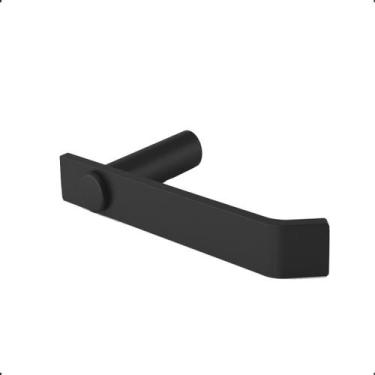 Imagem de Porta Papel Higiênico Suporte Barra Modelo Patmos Aço Inox Preto Fosco
