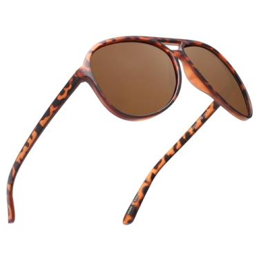 Imagem de JIM HALO Óculos de sol aviador polarizados masculinos e femininos de plástico para dirigir, Armação de tartaruga nº 1 / Lente marrom polarizada, Einheitsgröße