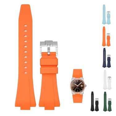 Imagem de Pulseira de borracha de liberação rápida de 11 mm para Tissot PRX Powermatic 80 de 35 mm, pulseiras de relógio de substituição com fivela para Tissot PRX Series - várias cores (laranja)