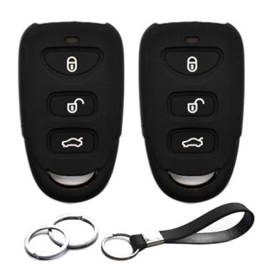 Imagem de INFIPAR 2 peças compatíveis com Hyundai Elantra Sedan Genesis Sonata Accent Kia Sorento Forte Optima Rondo Spectra 4 botões de silicone FOB capa protetora para chave sem chave com entrada remota
