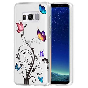 Imagem de Bohefo Capa transparente compatível com Galaxy S8, Samsung S8 para meninas e mulheres, linda capa protetora de TPU macio à prova de choque para Samsung Galaxy S8 (borboleta)