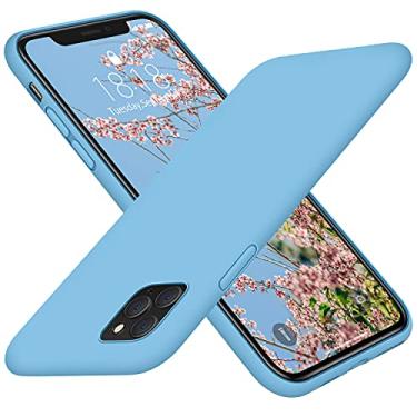 Imagem de DTTO Capa compatível com iPhone 11 Pro, [série Romance], capa de silicone totalmente coberta [câmera e proteção de tela] com almofada de grade colmeia para iPhone 11 Pro 5,8 polegadas 2019, azul ciano