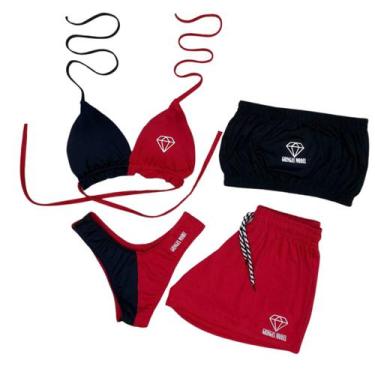 Imagem de Conjunto Biquíni Com Bojo Asa delta 2 Tons Gringas Model, Vermelho, Pr