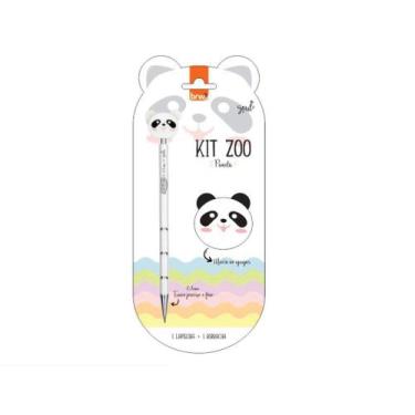 Imagem de Kit Escolar Zoo Lapiseira e Borracha BRW, PANDA
