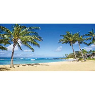 Imagem de Yeele Fundo de fotografia de verão à beira-mar de 25 x 3 pés Tropical Ocean Sandy Beach Palm Trees Backdrop Outdoor Nature Scenic Backdrop Kids Adult Holiday Travel Honeymoon Photo Booth Shoot Studio Adereços