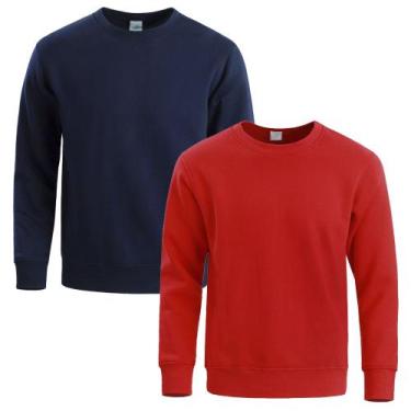 Imagem de Kit 2 Moletom Masculino Liso Treino Frio Gola Careca Slim - Quero Shoe