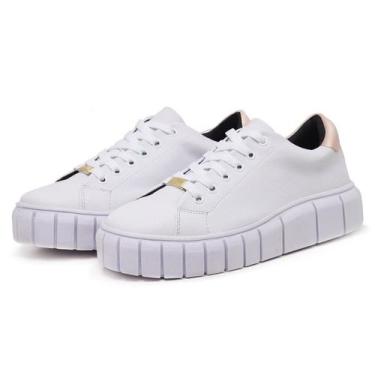 Imagem de Tênis Feminino Casual Branco Com Rosê - Myrol Outlet, 36, Branco com r