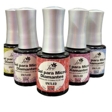 Imagem de kit 5 Esmaltes Gel Led Uv Cores 12 ml Lírio Unha decorada - BDM, Esmal