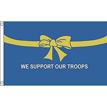 Imagem de AZ FLAG - We Support Our Troops Blue Flag 3' x 5' - bandeiras do exército americano 90 x 150 cm - Banner 3x1,5 m - Drapeau We support our troops Bleu