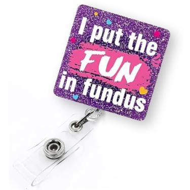 Imagem de Carretel de crachá engraçado retrátil para enfermeira e parteira, I Put The Fun in Fundus Porta-crachá OB/GYN, carretel de crachá de maternidade com clipe jacaré e cordão de nylon durável de 61 cm |