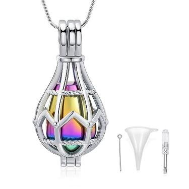 Imagem de Lembrança a céu aberto urna lágrima medalhão cinzas colar memorial joias cremação joias funerárias suporte de cinzas (arco-íris)