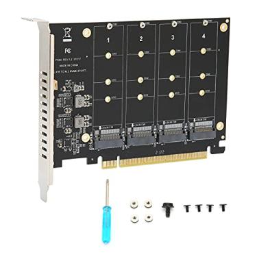 Imagem de Placa Adaptadora, 4 Portas M.2 NVMe SSD para PCIE X16 M Key Conversor de Disco Rígido Leitor de Placa de Expansão Indicador LED de Execução Estável Adaptador M.2 PCIE para Função