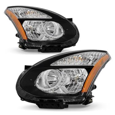 Imagem de ADCARLIGHTS Para Nissan Rogue 2008, 2009, 2010, 2011, 2012 e 2013, conjunto de faróis compatível com Nissan Rogue Select 2004 2005 com lente transparente, alojamento preto, par de reposição de