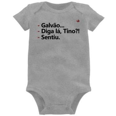 Imagem de Body Bebê Galvão... Diga lá, Tino! Sentiu. - Foca na Moda, Cinza, GG