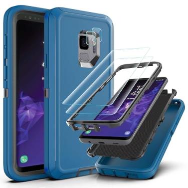 Imagem de YmhxcY Capa para Galaxy S9 com [filme TPU flexível autorreparável e película protetora de tela de lente de câmera][2 unidades], capa de proteção pesada 3 em 1 à prova de choque para Samsung Galaxy S9
