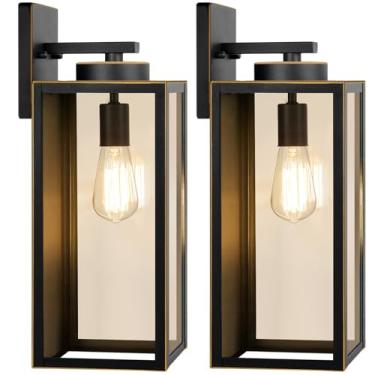 Imagem de BesLowe Luminárias De Parede Externas De Tamanho Grande, Luminárias Externas, Arandelas De Varanda Montadas Na Parede, Lanternas De Parede Externas De Bronze À Prova D'Água, Luzes Externas Para Port