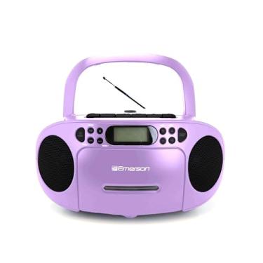 Imagem de Emerson Cd Player Portátil Boombox Com Tocador De Cassete Combinado, Gravador De Fita, Rádio Am/Fm, Aux, Entrada Para Fone De Ouvido, Alto-Falantes Duplos, Ca/Cc E Operado Por Bateria - Sistema Esté