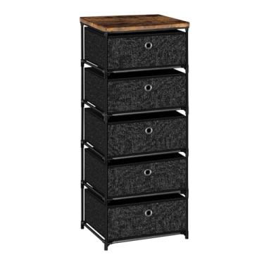 Imagem de VASICAR Mesa de cabeceira com 5 gavetas, organizador de roupas, cômoda de tecido pequeno para quarto, armário, entrada, corredor, berçário, dormitório