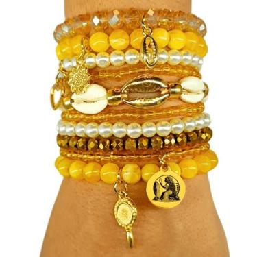 Imagem de Kit Mix 10 Pulseiras Orixá Oxum Amarela Umbanda - Balaio de Santo