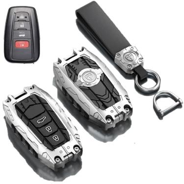 Imagem de Capa protetora de chaveiro de metal pesado para Toyota, capa de chave de carro, suporte de chave de proteção total, adequado para Highlander Corolla Prius 2020-2022 2018-2024 RAV4 Camry C-HR Avalon