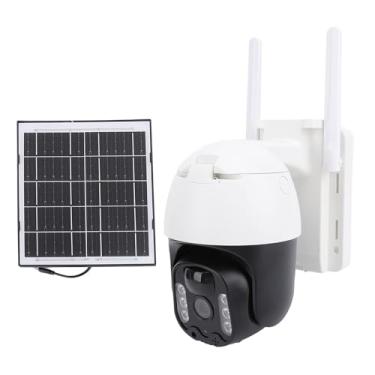 Imagem de Câmera de Segurança Solar, Câmera Wi -Fi de View 1080p 360° Com Painel Solar, Holofotes, Detecção de áudio e Movimento de Duas Maneiras, Câmera Solar de Grande Angular para Bateria