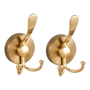 Imagem de YWJLQH 2x Ganchos de xícara de sucção cabide de sucção Pequenos ganchos de chuveiro reutilizável à prova d'água para toalha de banheiro casaco de cozinha, Ouro