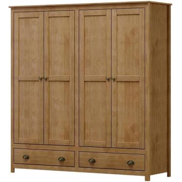 Imagem de Guarda Roupa 4p 2g Madeira Maciça 176 Cm 9105 Freijo Milani Store