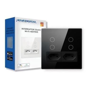 Imagem de Interruptor Inteligente 4x4 4 Botoes e 2 tomadas smarth tuya - NOVA DI