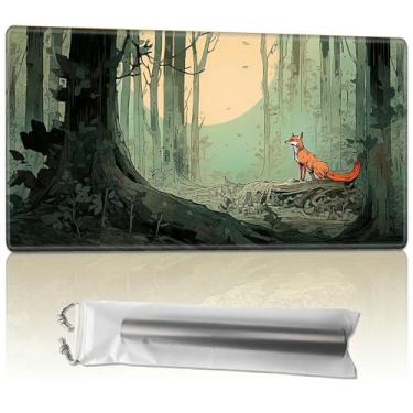 Imagem de for MTG Playmats with Storage Bag, TCG Playmat MTG Game Mat with Stitched Edges, 24" x 14" Commander Board Battle Game Card Playmat, Smooth Surface Desk Mat for Card Games, Fox Froest