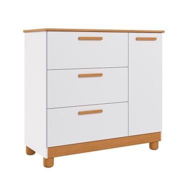 Imagem de Cômoda Infantil 1 pt 3 gv Branca e Nature