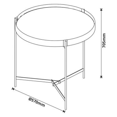 Imagem de Mesa Lateral Ambiente Aqua Grande com Vidro Off White Cobre - Imcal