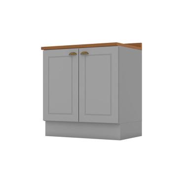Imagem de Gabinete de Cozinha Modulado Balcão c/ Tampo Americana c/ 2 Portas 80cm Cinza - Henn