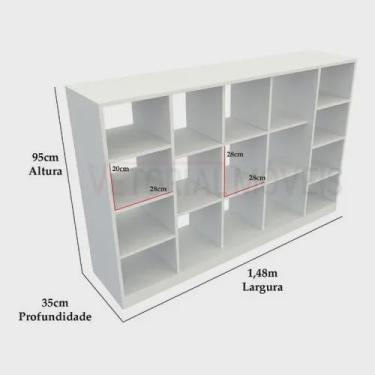 Imagem de Balcão Atendimento Armário Colmeia Horizontal M7 100% Mdf