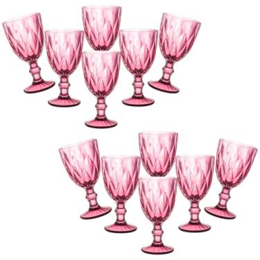 Imagem de Kit 12 Taças Vidro Diamond 340ml Água Refri Suco Vinho (Marsala)