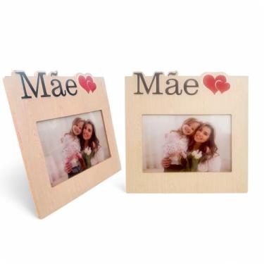 Imagem de Porta Retrato 10x15 Mãe Coração Decoração Madeira Horizontal - MultiA,