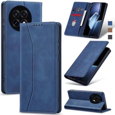 Imagem de Jasonyu Flip Carteira Capa para OnePlus 13R,Capinha Folio Magnética de Couro com Suporte para Cartão,Suporte para Chute - Protetora Durável de TPU à Prova de Choque para Telefone,Azul