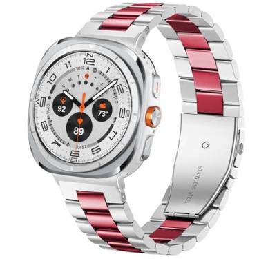 Imagem de SPINYE Pulseiras de relógio compatíveis com Samsung Galaxy Watch Ultra de 47 mm, pulseira de metal sólido de aço inoxidável para Galaxy Watch 7 Ultra de 47 mm (2024) feminino e masculino, prata