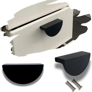 Imagem de Kit 2 Puxadores De Móveis Concha Premium - Compras Fáceis, PRETO