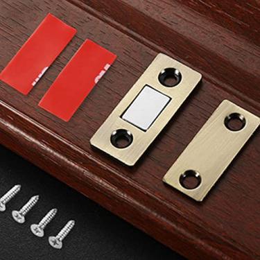 Imagem de Pacote com 6 ímãs invisíveis ultrafinos para porta de armário magnético para porta de armário trava magnética para gaveta de armário de cozinha trava magnética (Bronze)
