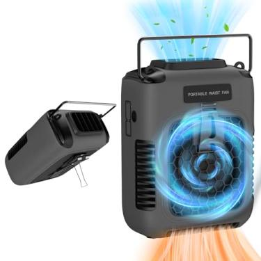 Imagem de Ventilador de clipe de cintura portátil, ventilador pessoal legal de 8000 mAh sob a camisa com tempo máximo de trabalho de 30 horas e 3 velocidades, fluxo de ar forte de 5500 RPM, ventilador de cinto