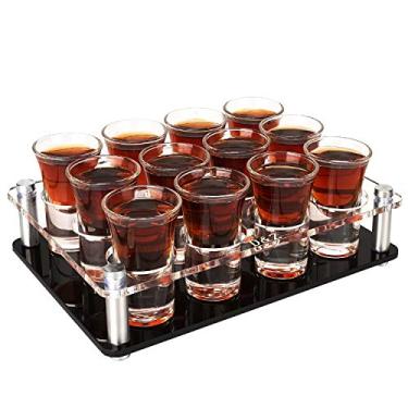 Imagem de D&Z Copos de shot de 28 g com suporte, conjunto de 12 copos de shot de base pesada, fácil de carregar sem derramar, copo de bebida fofo para uísque/vodka/tequila/coquetel, presente de aniversário