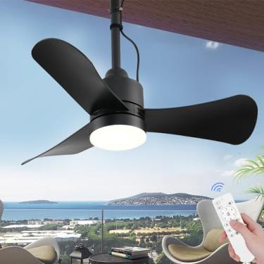 Imagem de AHAWILL Ventilador De Teto Para Gazebo, Ventilador De Teto Plug-In De 32" Com Luz Led De 3 Cores, Ventilador De Suspensão Externo À Prova D'Água, Ventiladores De Teto Externos Para Pátios, Gazebo,