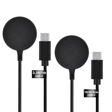 Imagem de COSOOS Pacote com 2 carregadores USB C para carregador Samsung Watch, Galaxy Watch6/6 Classic/5/5 Pro/4/4 Classic/3/Active 2/1, 1 m de comprimento e 30 cm curto, cabos de carregamento sem fio tipo C