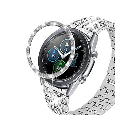 Imagem de DEALELE Capa de bisel compatível com Samsung Galaxy Watch 3 (41 mm), strass brilhante, diamante, aço inoxidável, bisel de metal, anel de substituição para relógio feminino e masculino (prata)