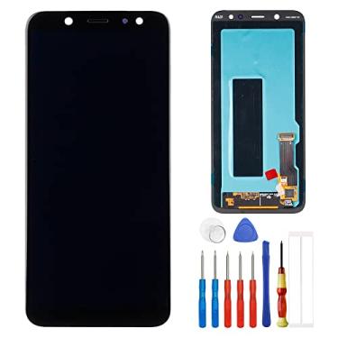 Imagem de Novo conjunto de tela sensível ao toque Super Amloed compatível com Samsung Galaxy A6 2018 A600 Display Touch digitalizador com moldura + ferramentas (preto)